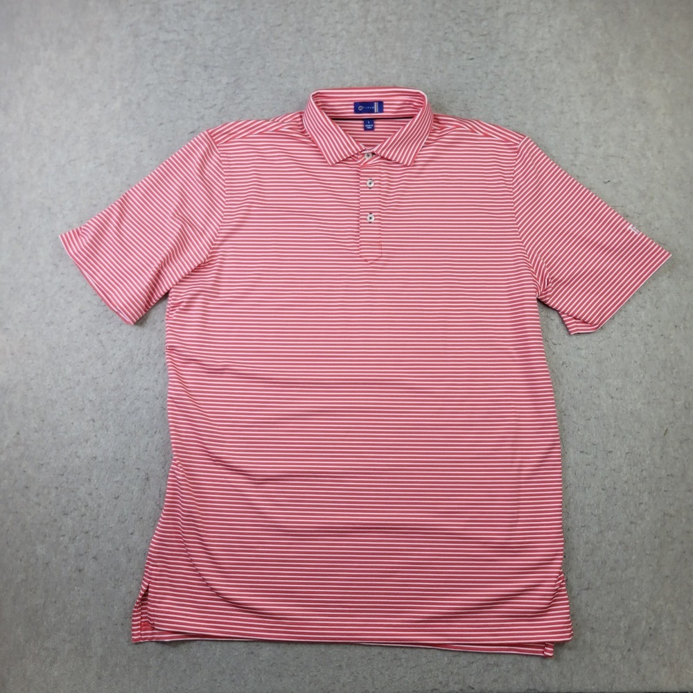 Stitch Golf Polo Shirt Mens L Red Striped Short Sleeve Performance Logo Wicking